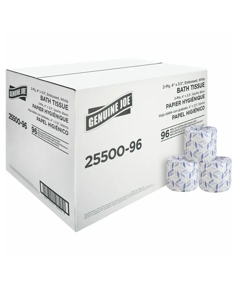 Genuine Joe Toilet Tissue Rolls, 2-ply, White, 500 sheets / roll